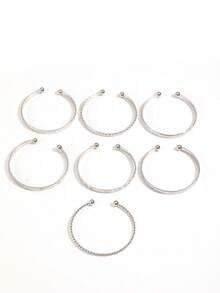 7 件/套锤形箭头、钻石、六角星和编织开口手镯