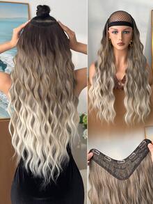 Tóc nối kẹp hình chữ V ombre dài 24 inch, chịu nhiệt, làm từ chất liệu tổng hợp, thích hợp cho phụ nữ sử dụng trong dịp Giáng sinh, Halloween, lễ hội âm nhạc, tiệc tùng, du lịch và các dịp hàng ngày. - Ombre - Xem 3