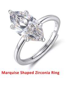 1 Stück 100% 925 Sterling Silber 14k Gold 8A Kubikzirkonia Hufeisenring, funkelnder Edelstein, Modeschmuck, geeignet für Herren und Damen, ideal für Hochzeit, Geburtstag, Party, Jahrestag - Marquise - Übersicht 11