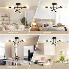 A Piece OfModern  Chandelier Ceiling Light Fixtures,6-Lights Industrial Metal Semi Flush Mount Ceiling Light For Bedroom Dining Room Living Room Kitchen Hallway 5 Colors To Choose From - 6-light Chandelier - View 4