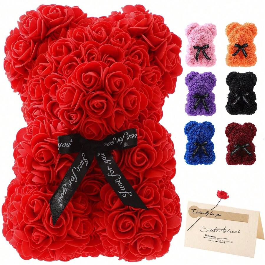 1 Gấu bông hoa hồng 25cm, Gấu bông hoa hồng, Gấu bông hoa hồng dễ thương và lãng mạn, Thích hợp cho sinh nhật, Hoa xốp nhân tạo, Quà tặng hoàn hảo cho Ngày lễ tình nhân, Ngày của mẹ, Gấu hoa xốp nhân tạo làm từ hoa hồng cho Ngày lễ tình nhân, Quà kỷ niệm hoặc Ngày lễ tình nhân cho Mẹ, Bạn bè, Ngày lễ tình nhân, Quà tặng tốt nghiệp