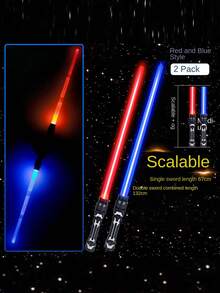 1pc Random Color Retractable Glow Stick, 2-In-1 Christmas Decoration Flashing Glow Stick, Stress Relief Toy Retractable Sword (Batteries Not Included), Some Parts Color Random, Game - Multicolor - View 4
