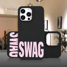 Pink SWAG Urban Aesthetic Simple Phone Case For  17Promax/17Pro/Air/17 Anti-Slip  Design, Anti-Drop And Scratch All-Inclusive Protective Case, Compatible  16/15/14/13/12/11 Promax/Pro/Plus/X Unisex, Shock Protective Case, Anti-Slip Grip, Fashion Protective Case, Streamlined Design, UV Printing, Durable Material, Men's Only YOUR-BELOVED-PHONE Christmas Gifts Christmas Gifts, New Year Gifts, Valentine's Day Gifts - 黑色 - 查看 2