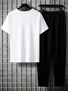 男士朋克熊印花短袖T恤和裤子套装 - 彩色 - 查看 2