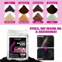 lockmio 增发纤维填充套装，遮盖头发稀疏或秃顶，男女通用增发纤维补充装，速效增发纤维粉 - 深棕色 - 查看 8