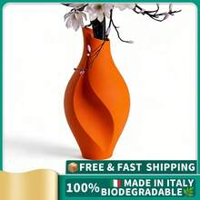 ORIZZONTE Moderne Dekovase mit Spiraldesign – Elegantes und kreatives Design für Kunst- oder Trockenblumen – Geschenkidee für Zuhause/Büro – 100 % Made in Italy, Versand aus Italien - Orange - Übersicht 2