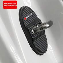 4-Piece Sports Style - Car Door Lock Cover Protection Cover&Door Lock Protection Device, Suitable For Most Cars, Red Square SPORT Door Lock Buckle Protection Cover, Carbon Fiber Texture Design, Vibration And Noise Reduction/Sound Insulation Adhesive/Rust Prevention/Sealing Patch Buffer - Multicolor - View 7