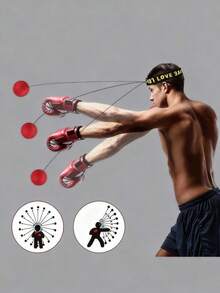 1 pieza Pelota de entrenamiento de boxeo con diadema portátil, adecuada para principiantes, unisex, excelente para entrenar velocidad, precisión, MMA, enfoque, alivio del estrés, acondicionamiento físico o coordinación mano-ojo - Adecuada para interiores, exteriores, gimnasio, parque y cualquier otro lugar (color y estilo aleatorios)