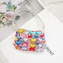 Mini Heart Shape Beaded Square Bag Colorblock Fashionable, Perfect For Music Festival, Perfect Valentine's Day Gift For Her, Best Valentines' Gift Choice Ever, Fashionable Heart Purse, Perfectly Match With Valentine Day Dress - Nhiều màu - Xem 8