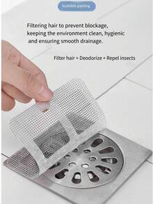 ZHGEE 10/50/100pcs Shower/Bathtub Hair Catcher - Easy To Use, Drain Filter Stickers, Disposable Drain Cover, Suitable For Shower, Sink And Laundry Room, Easy To Stick, Hair Clogging Drain Cover, Disposable Drain Filter, Bathroom Hair Catcher Plug, Drain Cover, Kitchen Sink Filter, Disposable Shower Drain Hair Catcher, Drain Filter Stickers, Bathroom Bathtub Hair Clog Stopper, Bathroom Accessories, Home Bathroom Decor, Autumn Decor, Back To School - Multicolor - View 2