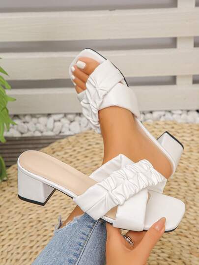 Nuevas sandalias de verano con tacón grueso y piedras falsas, sandalias de tacón alto de punta abierta para mujer