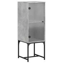 Credenza vidaXL con  in vetro, grigio cemento, 35x37x100 cm - Grigio - Visualizzare 4