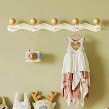 New 2-Pack Coat Rack Wall Mounted Anti-Tear Wooden Ball Coat Hook Rail Heavy Duty Metal Clothes Hanger Wall Hook For Entryway Bathroom Bedroom Kitchen White 5 Hooks - White - View 6