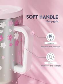 Meoky 40oz Tumbler with Handle and Straw, Insulated Cup, Vacuum Insulated Water Bottle, Tumbler with Lid and Straw, Insulated Stainless Steel Travel Mug, 100% Leak-proof, Keeps Cold for 34 Hours or Hot for 10 Hours - 粉色 - 查看 5