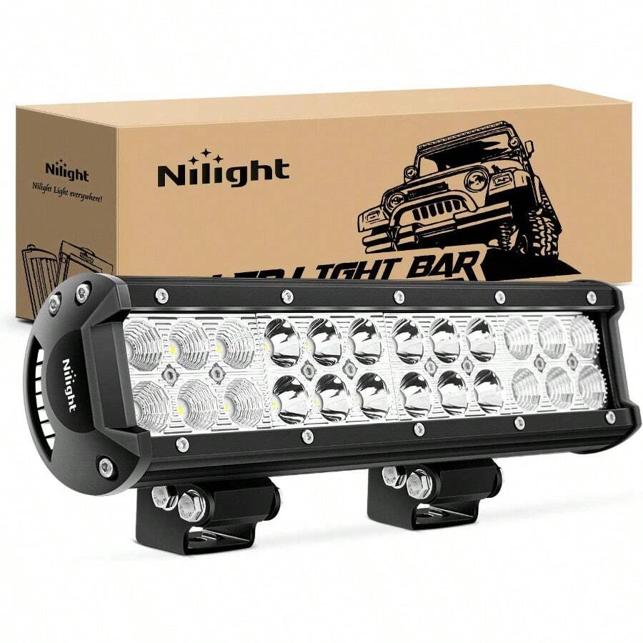 ASDNilight Barra de luz LED 2 Piezas 12 Pulgadas 72 W Foco de inunón Luces LED de conducción Luces antiniebla Luces de LED luz de Trabajo 2 años de garantía - Barra de luz de 12" - 72 W - Ver 1