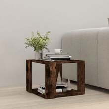 Table basse vidaXL en chêne fumé 40x40x30 cm, bois composite - Tabac - Voir 2