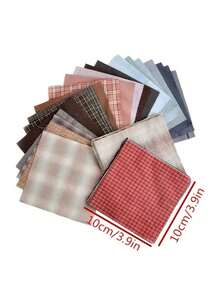 50pcs 10*10cm/3.9*3.9in Vintage Japanese & Korean Pre-Cut Patchwork Fabric Squares, Retro Plaid Textile Remnants For DIY Handmade Crafts, Doll Clothes, Patchwork Sewing, Quilting - Multicolor - View 9