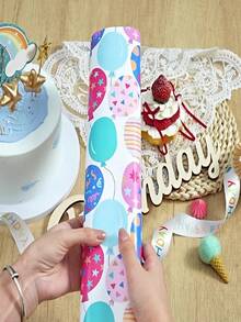 1 rollo de papel de regalo con estampado de globos de colores, adecuado para cumpleaños, fiestas y regalos - 43cm X 300cm (17in X 118.11in) - Multicolor - Ver 5