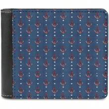 portafolios delgada para hombre de piel u2013 clsico Nautical Anchor Print Small Bifold Front Pocket Card Holder Wallet - Estilo - Ver 1
