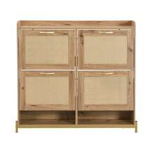 Elegante Schuhschrank aus Holz mit Rattantüren – 4 Türen, Metallrahmen und oberes Regal für stilvolle und übersichtliche Aufbewahrung. - Colore naturale - Visualizzare 6