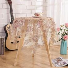 Retro Round Tablecloth 24 Inch Embroidered Table Cover Decorative Dining Doily For Wedding & Cafe, Brown With Red Flora,BrownWithRedFlora(24Inch) - BrownWithRedFlora(24Inch) - View 1