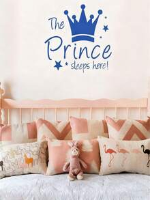 1 Peça Adesivo de Parede de Coroa de Princesa Azul, Decalque Decorativo para Quarto de Menina, Adequado para Decoração de Berçário, Chá de Bebê, Decorações Familiares, Presentes - Azul - Visão 2