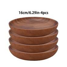 Conjunto de Pratos Artesanais de Madeira Natural de 16cm - Louça Vintage para Massas, Saladas e Bifes | Utensílios de Cozinha e Jantar, Pratos Minimalistas em Estilo Vintage, Prato de Pau-rosa de 16cm com Conjunto de Colher e Garfo, Pratos, Pratos Fundos, Tigelas, Pratos de Madeira, Travessas, Tigelas de Madeira, Pratos de Madeira - Bronzeado - Ver 9
