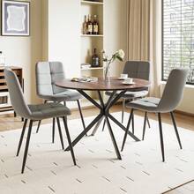 Folding Dining Table, Round Drop Leaf Table For Small Space Dining Room, Kitchen, Apartment Table - Retro Wood - View 9