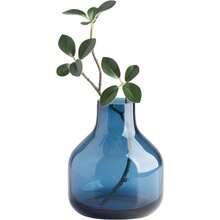 MX   Torre and Tagus - Jarrón de vidrio redondo de color sólido para flores florero único de 5 pulgadas de alto jarrón de botella transparente hecho a mano para decoración moderna del hogar jarrón de brotes como decoración decorativa de estante o regalo de boda azul - Azul transparente - Ver 1