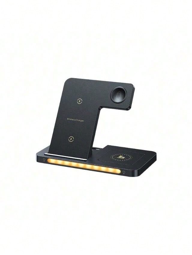 REMAX RP-W70 3-In-1 Foldable Wireless Charger, 15W MAX Fast Charging, Simultaneous Charging For Phones, Watches, And Earphones, Multi-Functional Stand Design, Compatible With All Devices (Apple, Huawei, Xiaomi), Type-C Interface, Plug And Play - Black - View 1