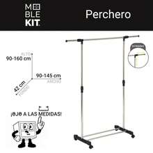 Ecommerc3 MOBLEKIT | Free-Standing And Expandable Clothes Racks In Metal And Wood, Clothing With Adjustable Options, With Wheels Or Shelves, Organizers For Bedroom, Entryway And Home - Perchero Inox 90-145x42x90-160 Cm - View 3