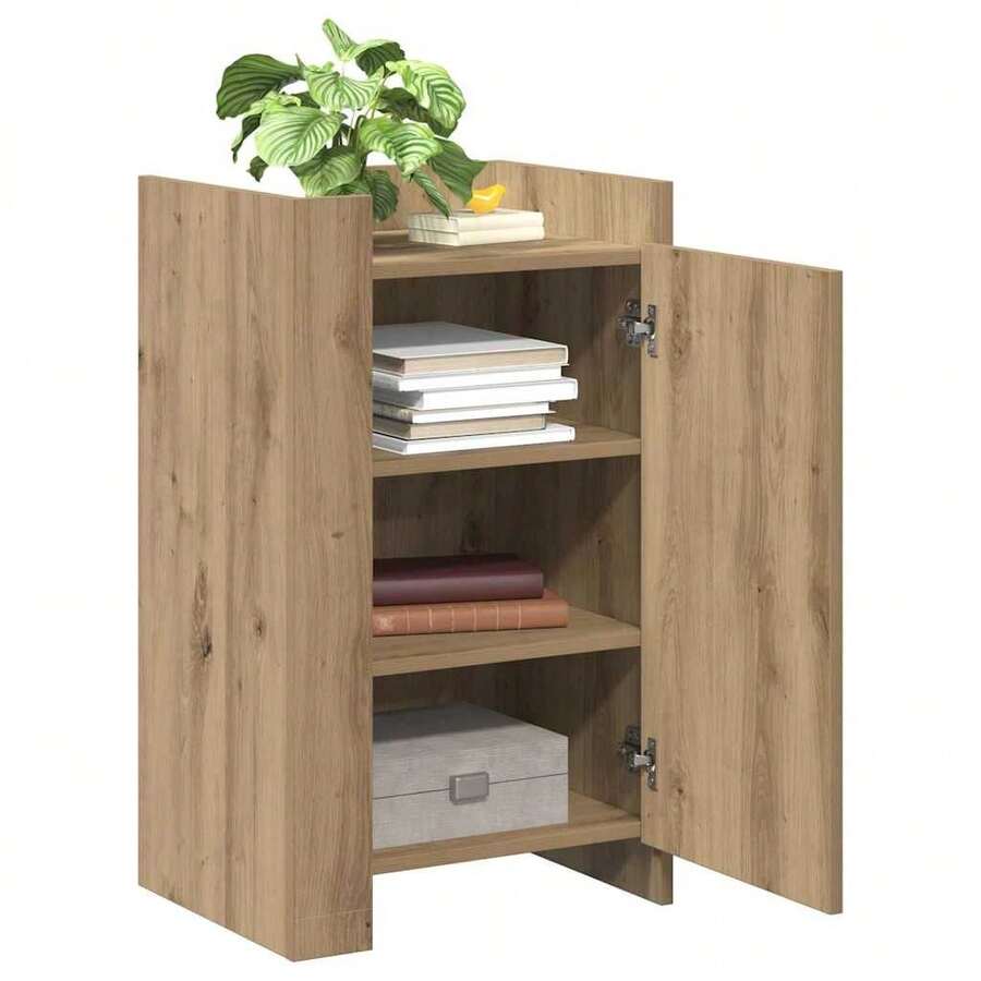 Credenza vidaXL in rovere artigianale, 45 x 35 x 75 cm, realizzata in legno. - Castano - Visualizzare 1