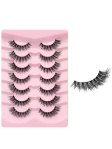 7 paires de faux cils de style fée de dessin animé avec épines, look naturel pour débutants, convient pour les sorties quotidiennes, le maquillage de mariée, bande transparente, port confortable, cils supérieurs, cils réalistes, cils strip complets, longue durée et épais, maquillage - Noir - Voir 10