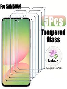 5pcs High Definition Tempered Glass Screen Protector Set For Samsung Galaxy Series, Bubble-Free Design, Supports Fingerprint Unlock, Compatible Models Include A17, A07, A16, A06, A26, A36, A56, A71, A50, A51, A52, A52s, A53, A54, A55, A32