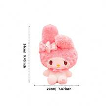 Miniso Búp bê nhồi bông Rose Date My Melody màu hồng, chất liệu nhung xoăn, viền ren và nơ hoa hồng 3D, kiểu ngồi, trang trí phòng ngủ (1 chiếc) - Nhiều màu - Xem 8