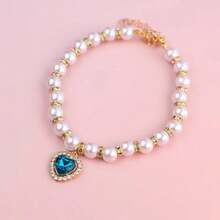 Pearl Necklace Cat Collar, Pet Jewelry Collar For Cats And Dogs, Kitten/Puppy Bell Pearl Necklace Accessories With Heart Rhinestone - Multicolor - View 25