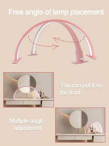 1pc Portable Semi-Circle LED Light, Size 21.56 Inch/15.35 Inch, White/Pink/Black, With Control Button, USB Powered, 3-Color Dimmable, Suitable For Manicure, Eyelash Extension, Tattoo And Skincare, Can Be Used As Beauty Salon Lighting - Multicolor - View 5
