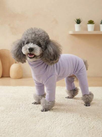 PETSIN Multi-Color Solid Fleece Dog Clothes, 4-Leg Jumpsuit, Comfortable Casual Bodysuit Suitable For Small Dogs Like Teddy, Pomeranian, Yorkshire Terrier, Maltese, All Seasons