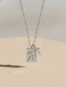 Dây chuyền khắc ảnh cá nhân, khắc ảnh theo yêu cầu, dây chuyền thép không gỉ 18K, mặt dây chuyền chân dung vàng/bạc, trang sức gia đình/thú cưng cá nhân hóa, món quà hoàn hảo. - Nhiều Màu - Dây Kẹp Giấy - Xem 7