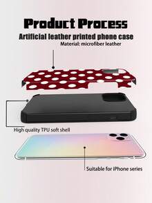 An Elegant Phone Case That Does Not Include A Lanyard Or Stand. This Leather Phone Case Features A Minimalist And Pretty Polka Dot Design. It's A 1-Piece Case With A Black And White Polka Dot Print. The Soft Leather Case Has A Modern, Minimalist French Boho Style And Is Compatible With The  Galaxy S24 Ultra, S17 Pro, S16 Pro, S12 Pro, S13, S14 Plus, S15 Pro, S16 Pro, And S11/S13 Pro Spring. - 酒紅色 - 查看 2