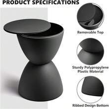 Round Side Table Small Coffee Table Modern  Stool Nordic Style Round Stool For Living Room Bedroom Office Cafe Black Plastic Chair - Black - View 4