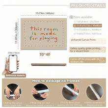 1幅帆布墙画“这间房是用来玩耍的”，可打印儿童房墙画，游戏室标牌，婴儿房装饰，带框婴儿房墙画，适用于儿童房装饰、游戏室装饰、婴儿房装饰、幼儿园装饰、女孩卧室装饰、男孩卧室装饰 - 彩色 - 查看 18