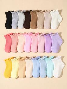 10 Pairs/Set Assorted Candy Color Lace Trim Baby Socks, Spring/Summer - Multicolor - View 1