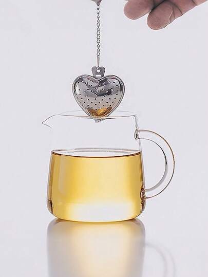 1個 ハート型ティーボール - 紅茶インフューザー フィルター 延長チェーンフック付き 茶葉、ハーブ、スパイス用、装飾的なデザインの再利用可能な金属製ストレーナー ホームオフィスでの抽出に最適
