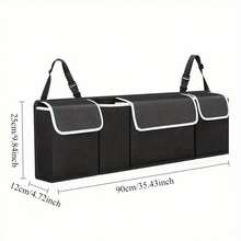 Large Car Boot Pocket Storage Bag Organiser Back Seat Hanger Tidy Hanging Pouch - Black - View 12