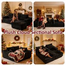 RicenPotato 105'' Plush Cloud Sectional Couch, (Gray)Boneless L Shape Couch With Deep Seat, Sectional Sofa, Living Room Sofa, No Assembly Required, Minimalist Modular Couches Sleeper For BedroomApartment Lounge,Sofa De Sala, Couch, Sofa Cama, Muebles Para Sala, Christmas Decoration, Christmas Decorations For Home, Living Room Set Furniture. - 深灰色 - 查看 5