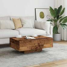 Tavolino vidaXL, effetto legno di recupero, 85x55x31 cm, legno composito - Castano - Visualizzare 2