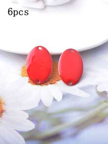 6 piezas de conectores ovalados de cobre con esmalte de doble cara, dijes geométricos de esmalte colorido para accesorios de joyería DIY - oval - Ver 12
