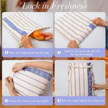 2pcs Reusable Beeswax Bread Bags, 17x13 Inch Beeswax Lined Cotton Bags, Used For Making Sourdough And Homemade Bread, Securely Sealed In The Refrigerator To Maintain Freshness - Nhiều màu - Xem 7