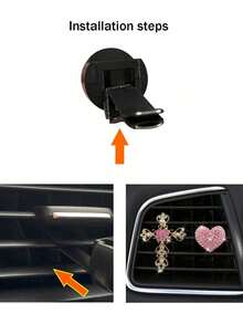 1pc Rhinestone Heart Car Air Outlet Perfume With Gold Rhinestone Cross Interior Air Conditioning Decoration - một kích cỡ - Xem 2